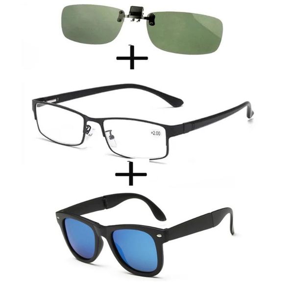 sunglasses 3pcs rectangular metal black business reading glasses for men women + polarized squared clip, White;black
sunglasses 3pcs rectangular metal black business reading glasses for men women + polarized squared clip, White;black