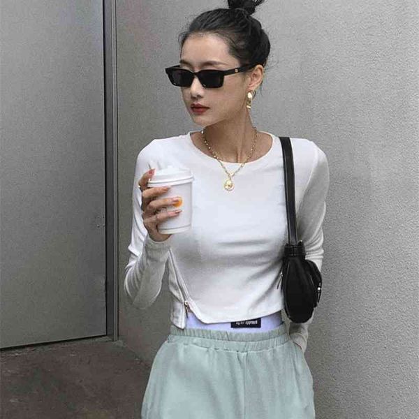 women's t-shirt autumn knit women tshirt casual long sleeve crop side zipper crewneck bodycon tee shirt femme clothing vv5l, White
women's t-shirt autumn knit women tshirt casual long sleeve crop side zipper crewneck bodycon tee shirt femme clothing vv5l, White