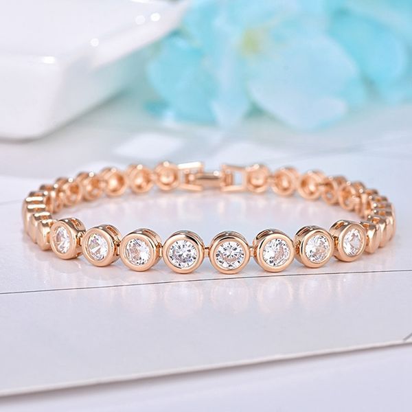 tennis bracelet chain women jewelry round cut zircon 18k gold filled elegant gift, Black
tennis bracelet chain women jewelry round cut zircon 18k gold filled elegant gift, Black