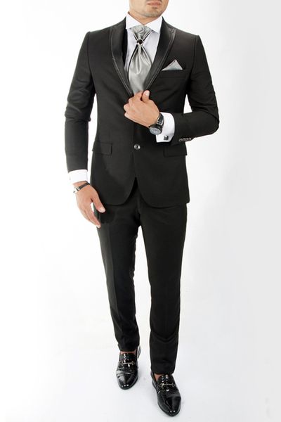 Colar Stone Embroidered Groom Wear Men Suit 1030274 8pzp, White;black