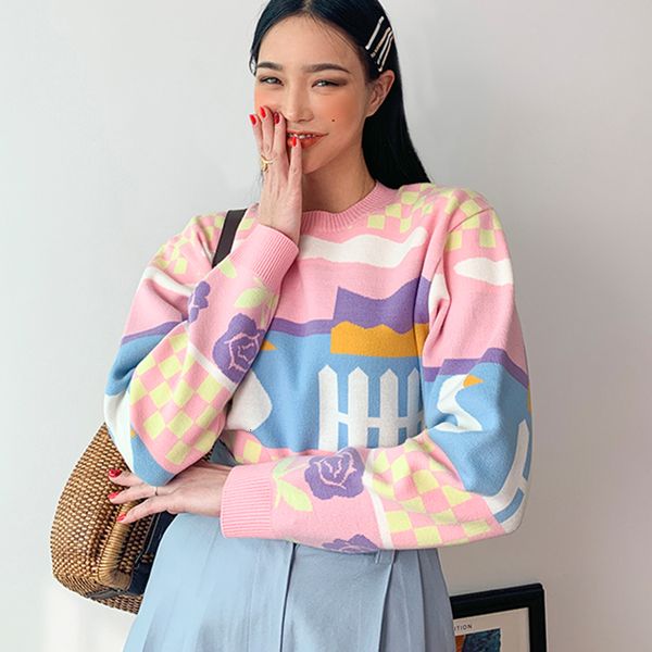 2021 pink painting sweet girls woman sweaters long sleeve winter pullovers korean fashion trend o-neck loose casual lpld, White;black
2021 pink painting sweet girls woman sweaters long sleeve winter pullovers korean fashion trend o-neck loose casual lpld, White;black