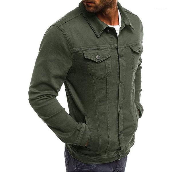 men's jackets for men turn down collar slim fit casual denim jacket solid with pockets 2021 spring fall long sleeve, Black;brown 
men's jackets for men turn down collar slim fit casual denim jacket solid with pockets 2021 spring fall long sleeve, Black;brown