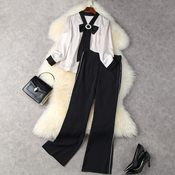 women's two piece pants pant suits women 2021 early autumn v-neck bowknot loose + rhinestone draped wide leg trousers commuter set, White
women's two piece pants pant suits women 2021 early autumn v-neck bowknot loose + rhinestone draped wide leg trousers commuter set, White