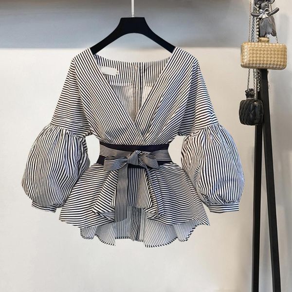summer fashion blouse shirt women lantern sleeve v-neck white/striped shirt/suit elegant ladies female clothing 21302
summer fashion blouse shirt women lantern sleeve v-neck white/striped shirt/suit elegant ladies female clothing 21302