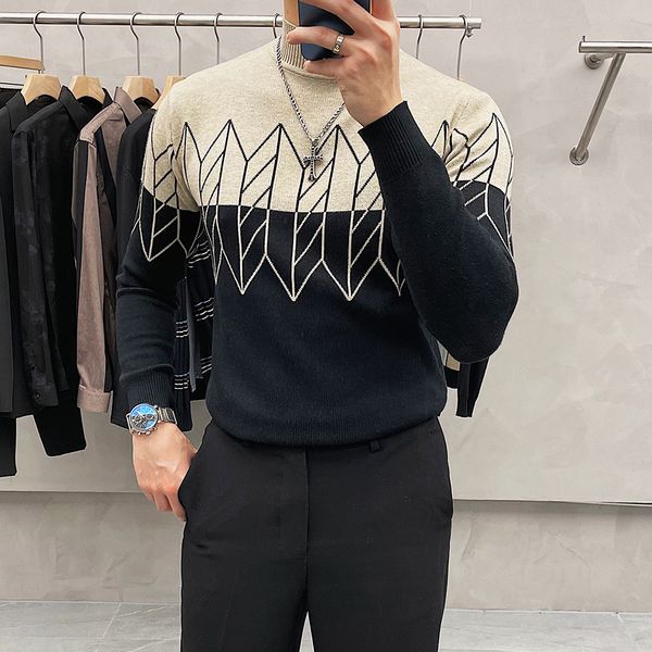 elegant vintage in the desinger jumper men korean sweater fashion winter clothes zjey, White;black
elegant vintage in the desinger jumper men korean sweater fashion winter clothes zjey, White;black