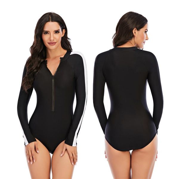 2021 new long sleeve rashguard women diving suit black one-piece swimsuit surfing swimming suit female high leg slim rash guards
2021 new long sleeve rashguard women diving suit black one-piece swimsuit surfing swimming suit female high leg slim rash guards