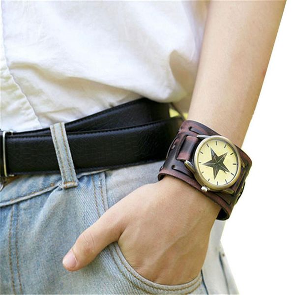 wristwatches retro vintage punk rock black&brown big wide leather bracelet cuff charming cool men watch relojes hombre, Slivery;brown
wristwatches retro vintage punk rock black&brown big wide leather bracelet cuff charming cool men watch relojes hombre, Slivery;brown