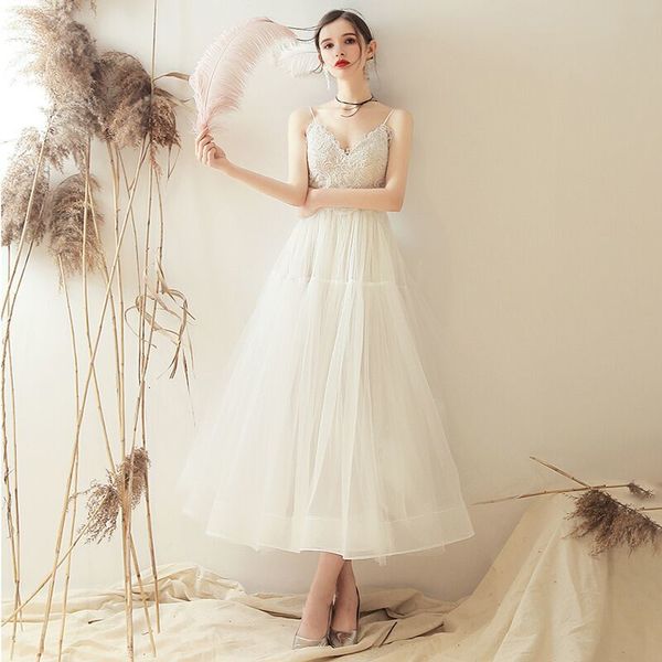 2021 new boho spaghetti strap a line tulle long backless beach wedding gown lace bride es o32z, White
2021 new boho spaghetti strap a line tulle long backless beach wedding gown lace bride es o32z, White