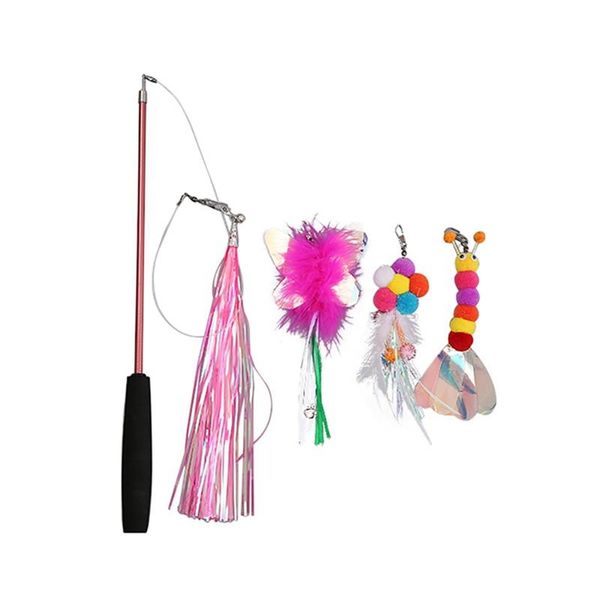 cat toys teaser wand toy set with butterfly feather bell replacements 3 sections retractable make a sticker rod
cat toys teaser wand toy set with butterfly feather bell replacements 3 sections retractable make a sticker rod