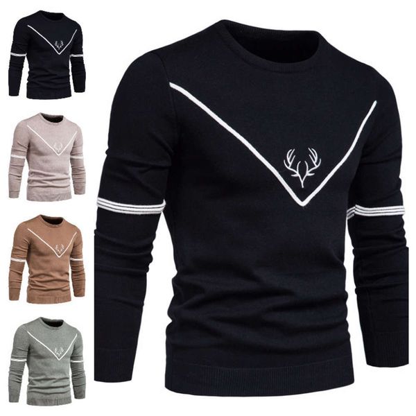 20212020 new young men's deer embroidered sweater jacket, White;black