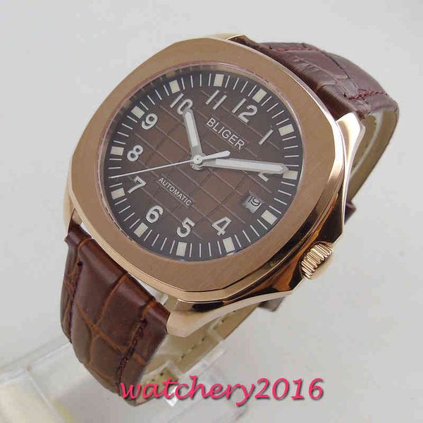 bracelet 39 mm bliger brown automatic rose gold sapphire lighting gentlemen clock, Slivery;brown
bracelet 39 mm bliger brown automatic rose gold sapphire lighting gentlemen clock, Slivery;brown
