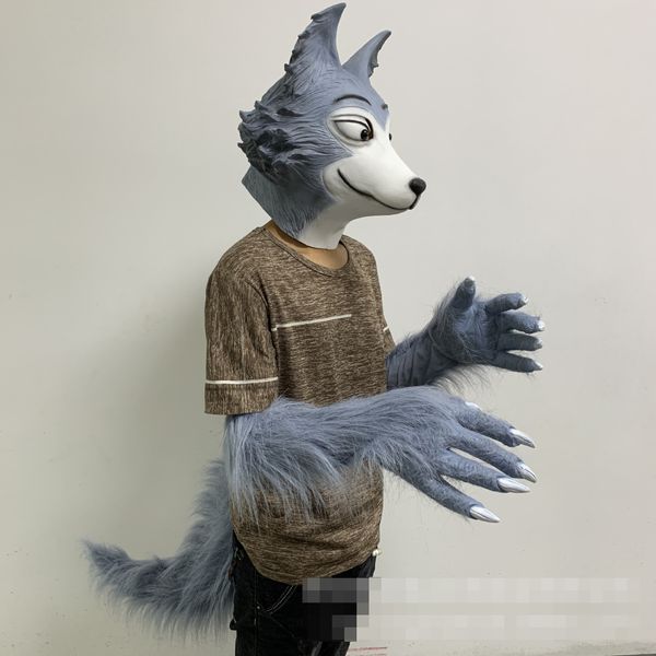 latex wolf head animal mask simulation gray hair headgear halloween daily trick or treat funny set costume, Silver
latex wolf head animal mask simulation gray hair headgear halloween daily trick or treat funny set costume, Silver