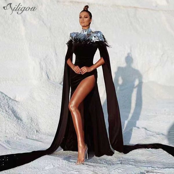 ladies celebrity banquet cocktail party dress black sequin feather high neck long sleeve 210527, Black;gray
ladies celebrity banquet cocktail party dress black sequin feather high neck long sleeve 210527, Black;gray
