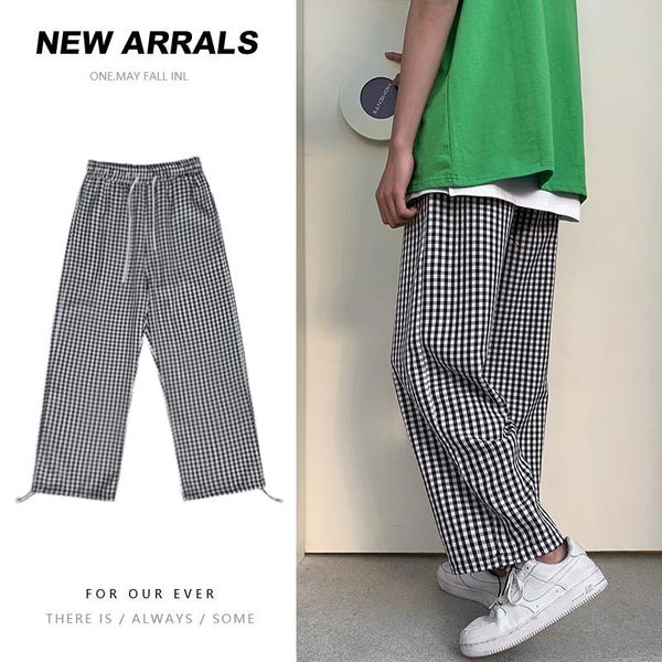 men's pants summer plaid jogging elastic waist cropped harem trousers fashion causal street loose drawstring sweatpants male, Black
men's pants summer plaid jogging elastic waist cropped harem trousers fashion causal street loose drawstring sweatpants male, Black