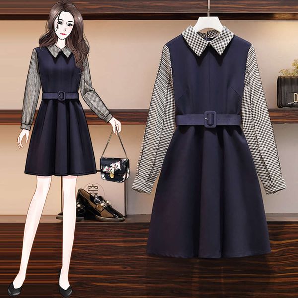 large women's fall / winter 2020 new fat sister french belly cover show thin waist age reduction a-line bottom dress, Black;gray
large women's fall / winter 2020 new fat sister french belly cover show thin waist age reduction a-line bottom dress, Black;gray