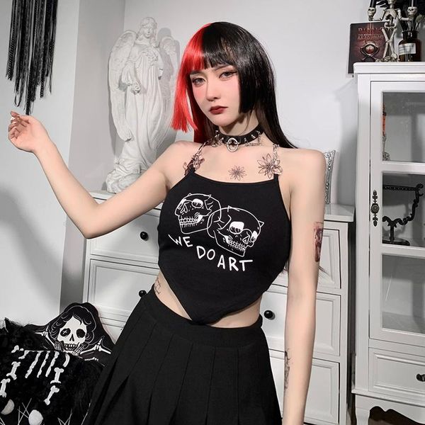 women's tanks & camis gothic skull chain straps inverted triangle camisole streetwear punk sleeveless black backless harajuku, White
women's tanks & camis gothic skull chain straps inverted triangle camisole streetwear punk sleeveless black backless harajuku, White