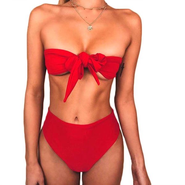 women's swimwear 2021 biquinis women solid swim suits bandeau bandage push up maillot de bain high waist female monokini summer, White;black
women's swimwear 2021 biquinis women solid swim suits bandeau bandage push up maillot de bain high waist female monokini summer, White;black