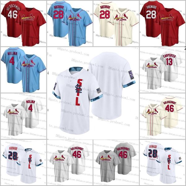 28 nolan arenado 46 paul goldschmidt baseball jersey st. yadier molina louis matt carpenter cardinal ozzie smith harrison bader stan musial, Blue;black
28 nolan arenado 46 paul goldschmidt baseball jersey st. yadier molina louis matt carpenter cardinal ozzie smith harrison bader stan musial, Blue;black