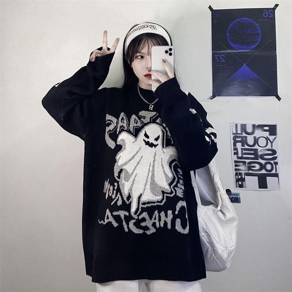 women's sweaters hip-hop streetwear knitted sweater halloween cartoon letter stitching o-neck long-sleeved pullover harajuku style retr, White;black
women's sweaters hip-hop streetwear knitted sweater halloween cartoon letter stitching o-neck long-sleeved pullover harajuku style retr, White;black
