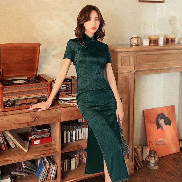 ethnic clothing plus size 3xl 4xl women slim long cheongsam mandarin collar qipao short sleeve chinese dress high split evening vestidos, Red
ethnic clothing plus size 3xl 4xl women slim long cheongsam mandarin collar qipao short sleeve chinese dress high split evening vestidos, Red