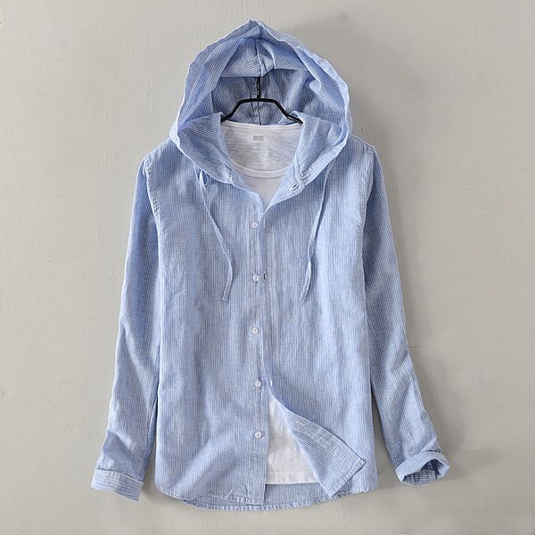 2021 new chegada nova marca manga longa homens camisa azul listrada vero e primavera mens camisas de moda casual com capuz masculino rig2, White 
2021 new chegada nova marca manga longa homens camisa azul listrada vero e primavera mens camisas de moda casual com capuz masculino rig2, White