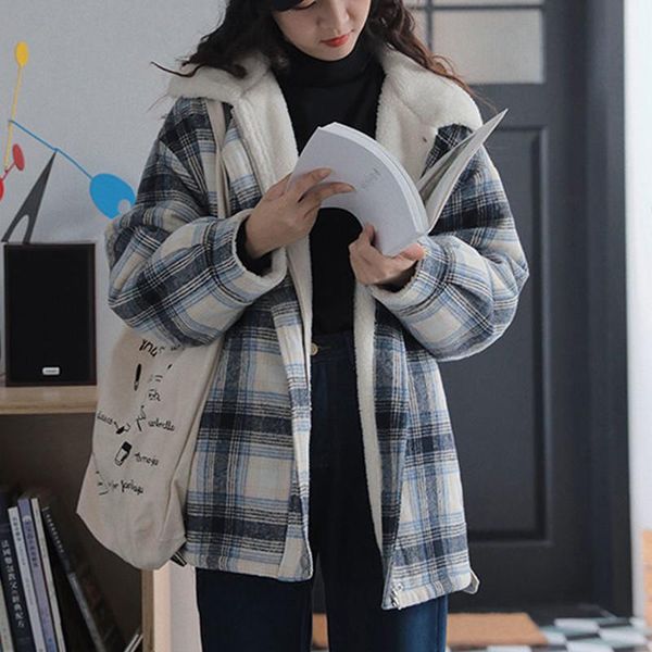 women's down & parkas hstar stand-up collar jacket retro plaid lamb fur coat plus velvet liner tooling loose casual warm women winter o, Black
women's down & parkas hstar stand-up collar jacket retro plaid lamb fur coat plus velvet liner tooling loose casual warm women winter o, Black