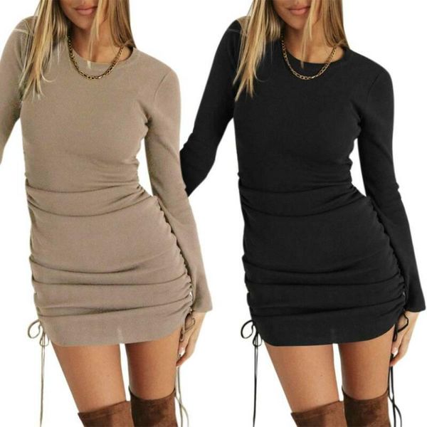 vicabo women mini dress crew neck female solid color long sleeve drawstring bandage dresses ladies sheath bodycon dress, Black;gray
vicabo women mini dress crew neck female solid color long sleeve drawstring bandage dresses ladies sheath bodycon dress, Black;gray