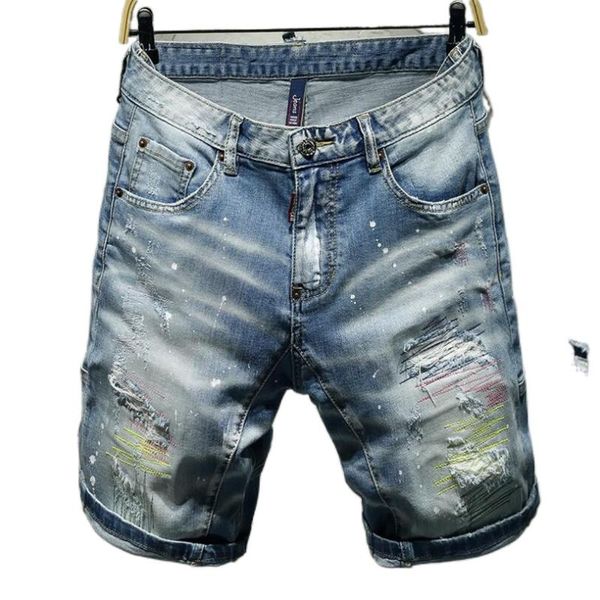 men's shorts light blue holes denim for man fashion male straight fit jeans paint embroidery, White;black
men's shorts light blue holes denim for man fashion male straight fit jeans paint embroidery, White;black