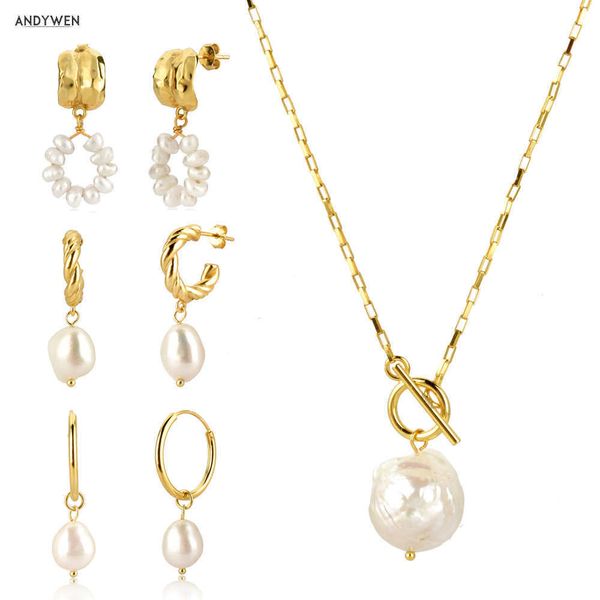 andywen 925 sterling silver gold irregular pearl drop earring percing horoscope chain big pendant necklace jewelry set 210608
andywen 925 sterling silver gold irregular pearl drop earring percing horoscope chain big pendant necklace jewelry set 210608