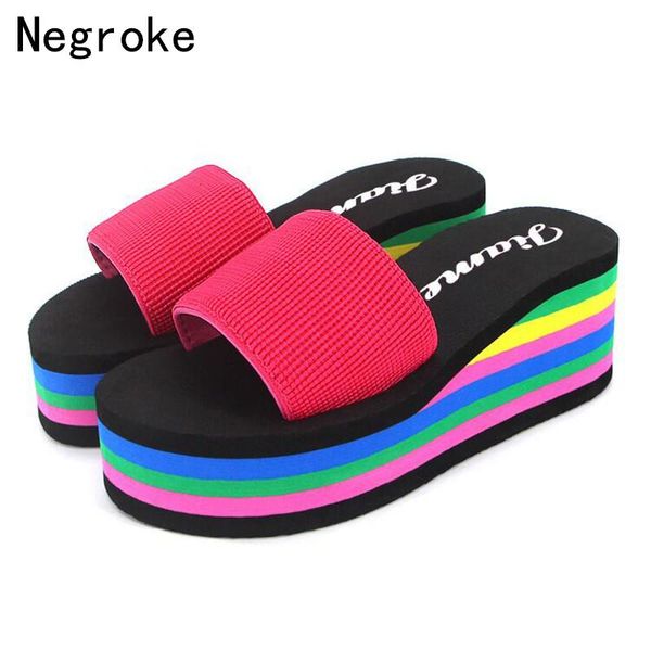 slippers 2021 summer women thick bottom rainbow wedges platform shoes ladies flip flops outdoor beach slides slipper, Black
slippers 2021 summer women thick bottom rainbow wedges platform shoes ladies flip flops outdoor beach slides slipper, Black