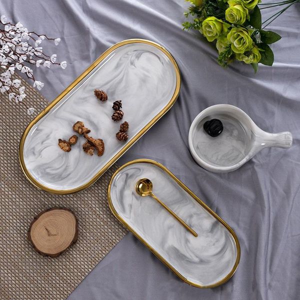 kitchen storage & organization nordic style gold-plated oval plate creative ceramic marbled western dish set snack cake tray organizer
kitchen storage & organization nordic style gold-plated oval plate creative ceramic marbled western dish set snack cake tray organizer