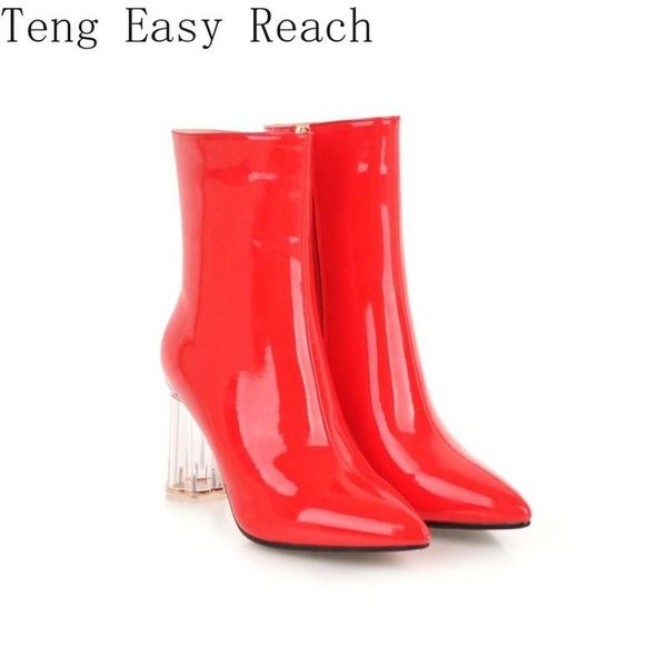 boots 2021 winter patent pu leather silver red clear transparent round high heels woman pointed toe ankle women 43, Black
boots 2021 winter patent pu leather silver red clear transparent round high heels woman pointed toe ankle women 43, Black