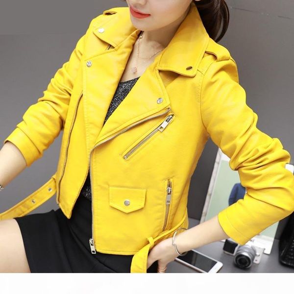 pu leather jacket women fashion bright colors yellow motorcycle coat short faux leather zipper biker jacket soft female, Black
pu leather jacket women fashion bright colors yellow motorcycle coat short faux leather zipper biker jacket soft female, Black