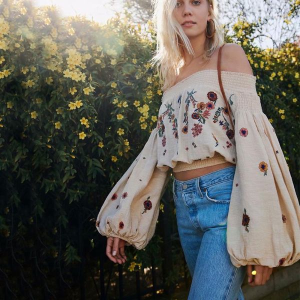 blouse women beach floral embroidered womens and blouses woman 2021 out off shoulder long sleeves beige cotton blouses, White
blouse women beach floral embroidered womens and blouses woman 2021 out off shoulder long sleeves beige cotton blouses, White