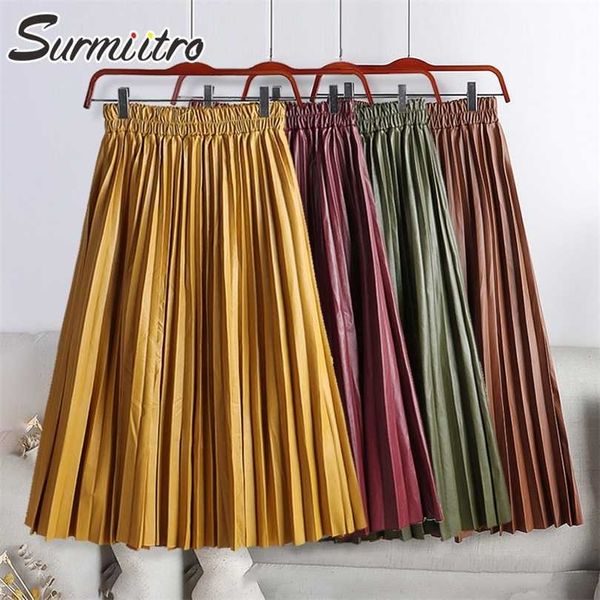 surmiitro fashion autumn winter pu midi leather pleated skirt women korean style mid-length high waist a line female 211112, Black
surmiitro fashion autumn winter pu midi leather pleated skirt women korean style mid-length high waist a line female 211112, Black