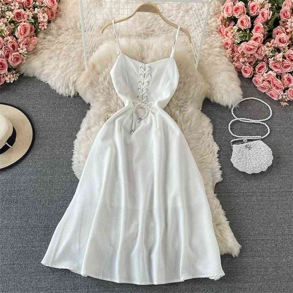women white dress spaghetti strap bandage lace-up backless party fashion clothing vintage sleeveless 210603, Black;gray
women white dress spaghetti strap bandage lace-up backless party fashion clothing vintage sleeveless 210603, Black;gray
