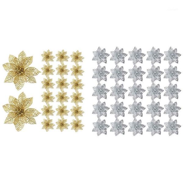 christmas decorations 40 pcs glitter tree ornaments artificial wedding poinsettia flowers silver & gold
christmas decorations 40 pcs glitter tree ornaments artificial wedding poinsettia flowers silver & gold