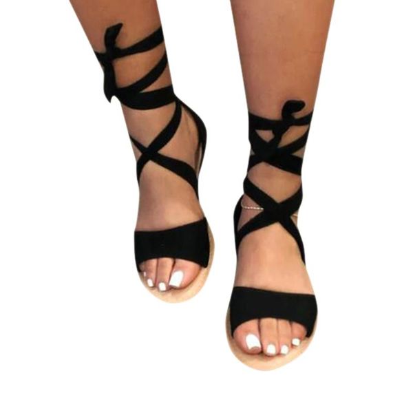 fashion women strappy sandals flat solid color lace up comfortable summer beach casual shoes, Black
fashion women strappy sandals flat solid color lace up comfortable summer beach casual shoes, Black