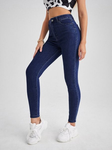 high waist skinny cropped jeans g1eg#, Blue
high waist skinny cropped jeans g1eg#, Blue