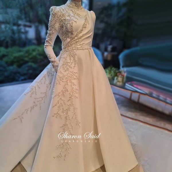 party dresses luxury white muslim evening dress for women wedding gowns arabic long sleeve high neck beaded dubai bridal formal, White;black
party dresses luxury white muslim evening dress for women wedding gowns arabic long sleeve high neck beaded dubai bridal formal, White;black