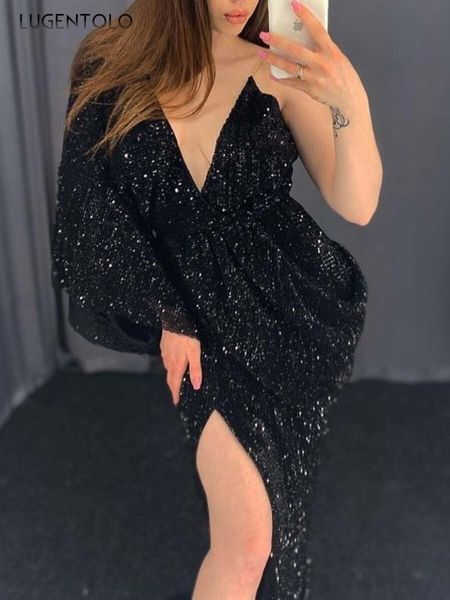 casual dresses dress women deep v-neck black one-shoulder party slim ladies split fork spring summer long lugentolo, Black;gray
casual dresses dress women deep v-neck black one-shoulder party slim ladies split fork spring summer long lugentolo, Black;gray