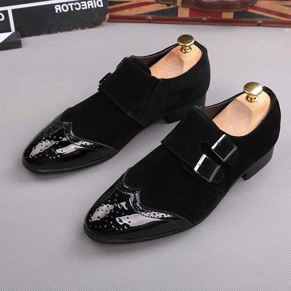 dress shoes british men's pointed suede patchwork oxford monk strap male wedding prom homecoming sapato social masculino, Black
dress shoes british men's pointed suede patchwork oxford monk strap male wedding prom homecoming sapato social masculino, Black