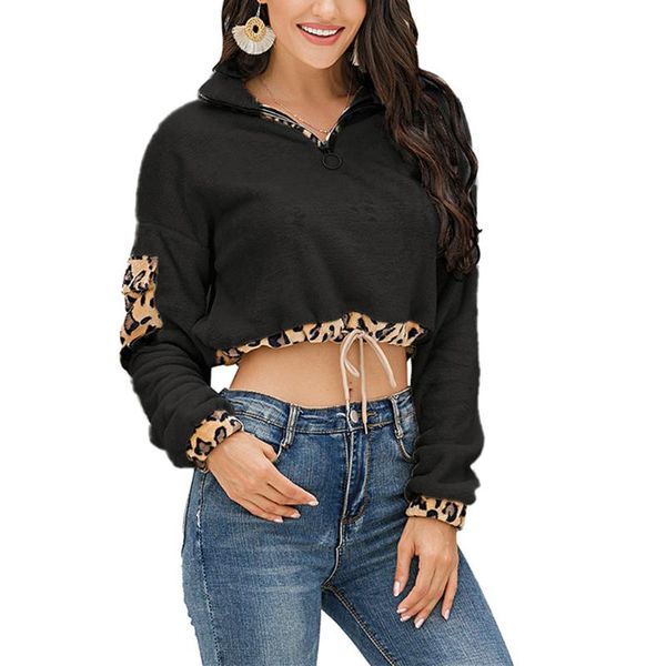 women's hoodies & sweatshirts women warm cropped zip-up long sleeve leopard print double flannel pullover casual drawstring hem fashion, Black
women's hoodies & sweatshirts women warm cropped zip-up long sleeve leopard print double flannel pullover casual drawstring hem fashion, Black
