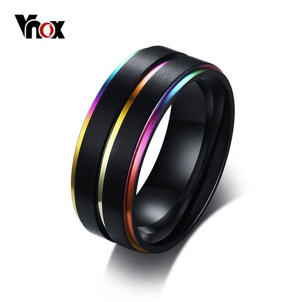 wedding rings vnox cool thin rainbow line for men 8mm black stainless steel boy anel masculino matte finished accessories, Slivery;golden
wedding rings vnox cool thin rainbow line for men 8mm black stainless steel boy anel masculino matte finished accessories, Slivery;golden