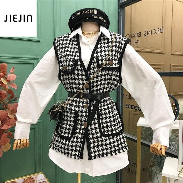 women's vests supring autumn vintage houndstooth waistcoat woman office lady chic vest loose single breasted v-neck sleeveless jacket w, Black;white
women's vests supring autumn vintage houndstooth waistcoat woman office lady chic vest loose single breasted v-neck sleeveless jacket w, Black;white