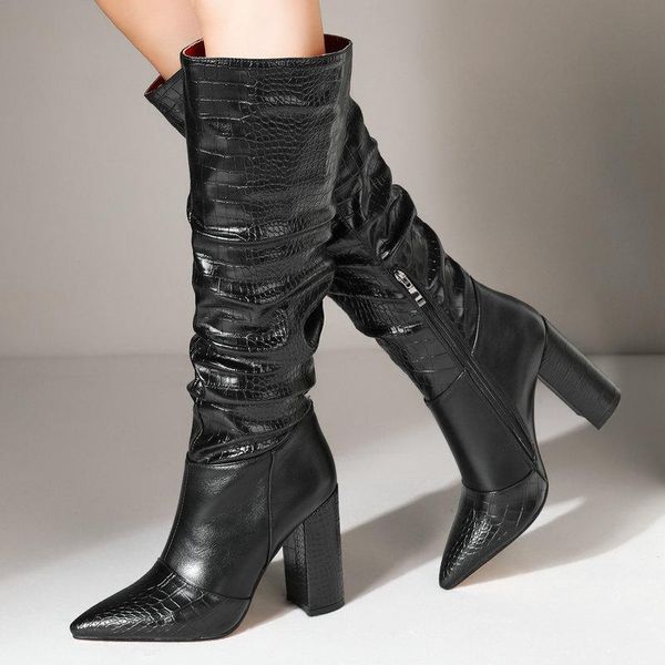 boots plus size 34-43 women knee high square heel pointed toe pleated side zip female winter white black
boots plus size 34-43 women knee high square heel pointed toe pleated side zip female winter white black
