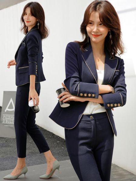 women's two piece pants temperament korean college students' work clothes professional dress suit autumn and winter, White
women's two piece pants temperament korean college students' work clothes professional dress suit autumn and winter, White