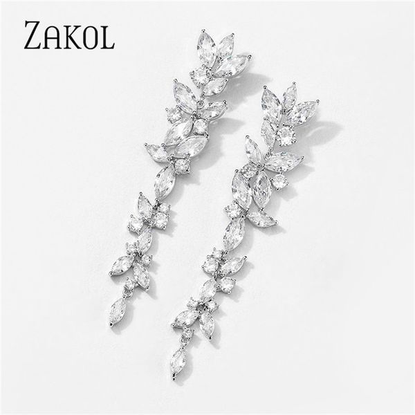 zakol white color water drop cubic zirconia wedding party long design tassel earrings luxury jewelry for women fsep5010 210625, Silver
zakol white color water drop cubic zirconia wedding party long design tassel earrings luxury jewelry for women fsep5010 210625, Silver