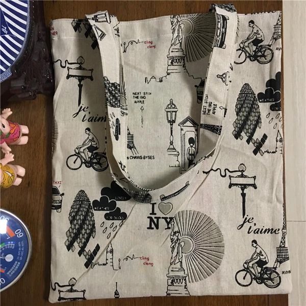 shopping bags yile cotton linen fabric eco reusable bag tote print bycicling road lantern bus station 17223-b 
shopping bags yile cotton linen fabric eco reusable bag tote print bycicling road lantern bus station 17223-b
