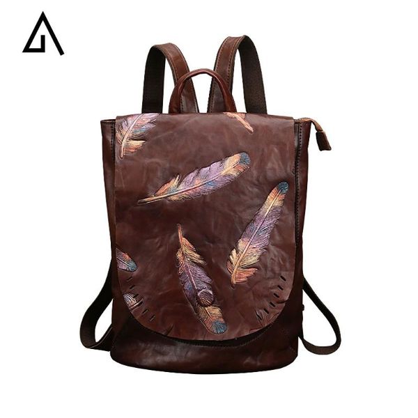 backpack retro cowhide handbag leather embossed women shoulder bag large capacity travel feather printed solid color ladies bags
backpack retro cowhide handbag leather embossed women shoulder bag large capacity travel feather printed solid color ladies bags